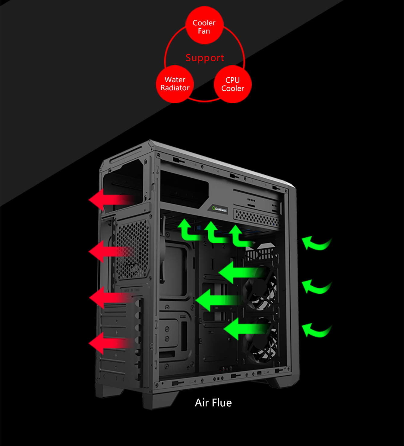 Gamemax G563 Black Steel ATX Tower USB3.0 Computer Case w/ 3 x 120mm ...